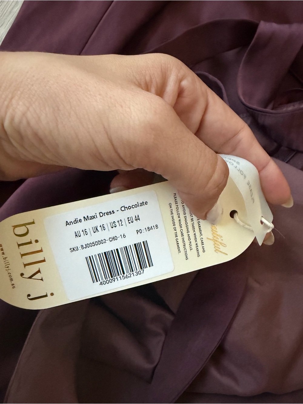 BILLY J Andie satin maxi long elegant dress size US 12 NEW - Picture 4 of 4